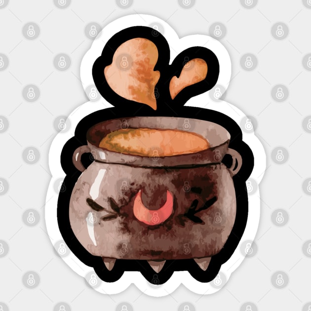 Watercolor Halloween Witch's Cauldron Sticker by LMHDesigns